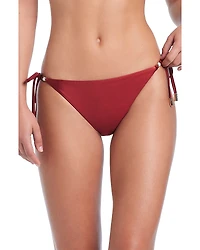 Red Carter Faux Pearl Tie Side Bikini Bottom