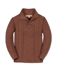 Hope & Henry Boys' Organic Mock Neck Cable Sweater - Little Kid