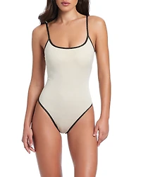 Red Carter Classic Metallic Tank One Piece Swimsuit