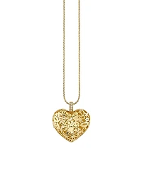 Sydney Evan 14K Yellow Gold Diamond Puffy Icon Wallpaper Heart Charm Necklace, 16