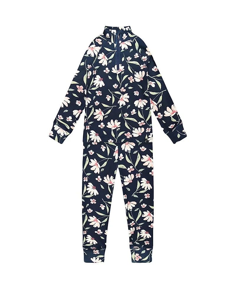Deux par Girls' Two-Piece Thermal Flower Underwear Set