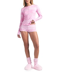 Skims Logo Plush Pointelle Shorts & Henley Set