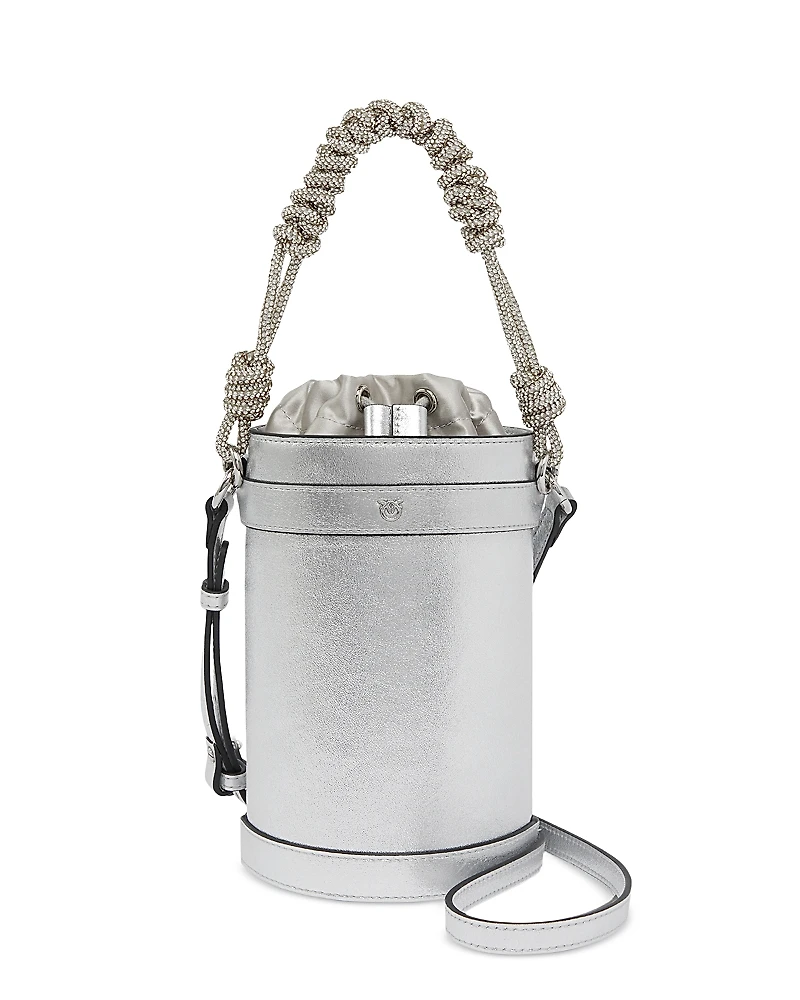 Pinko Mini Metallic Leather Bucket Bag