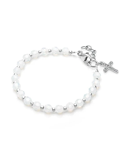 Tiny Blessings Children's Sterling Silver Shimmer Crystal with Cross Girls' 6.25 Bracelet