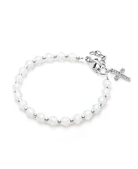 Tiny Blessings Children's Sterling Silver Shimmer Crystal with Cross Girls' 6.25 Bracelet