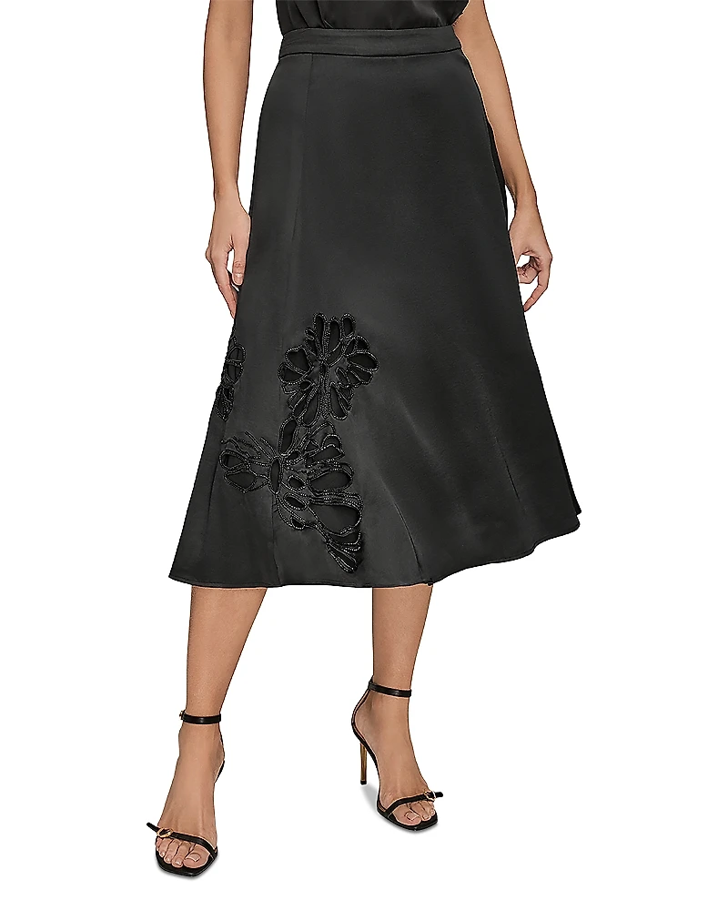 Donna Karan New York Embellished Satin Midi Skirt