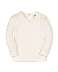 Hope & Henry Organic Long Sleeve Knit Top with Woven Collar - Big Kid