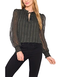CeCe Smocked Cuff Ruffle Blouse