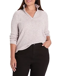 Nic+Zoe Plus Rib Long Sleeve Polo Top