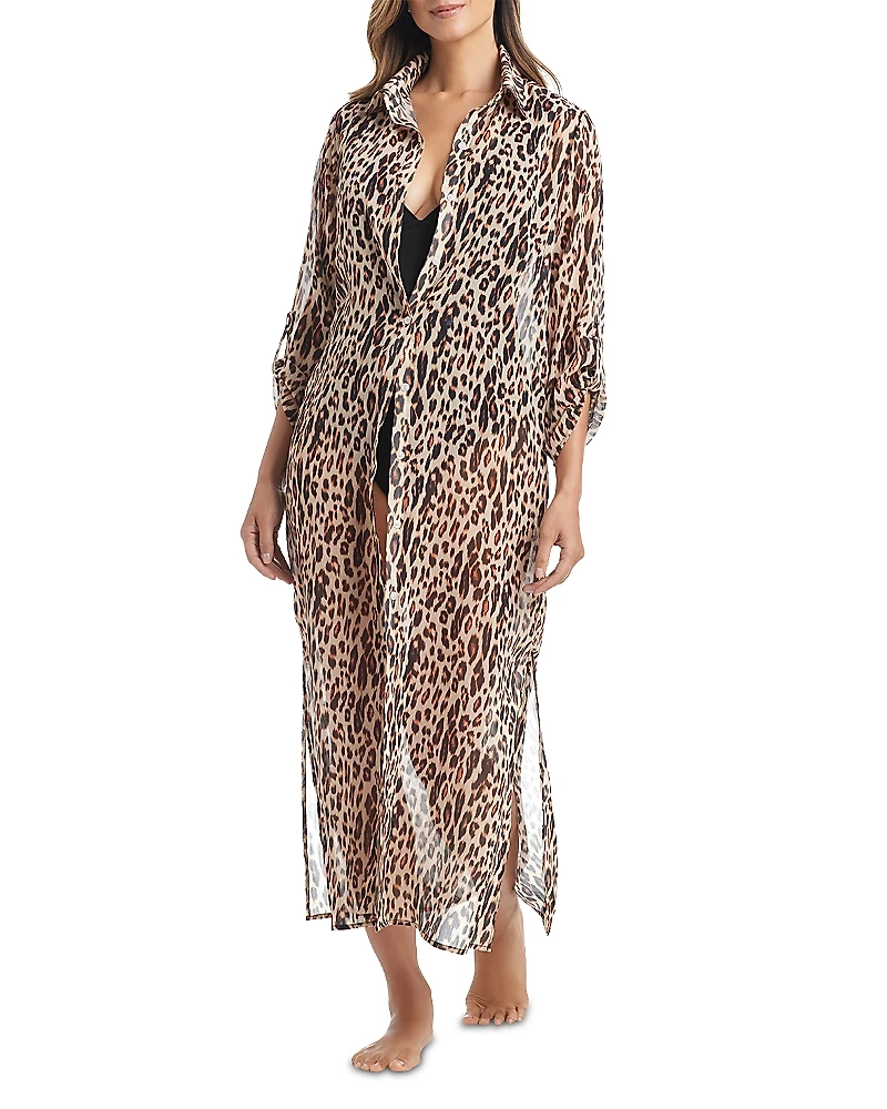 Bleu Rod Beattie Chiffon Cover Up Shirtdress