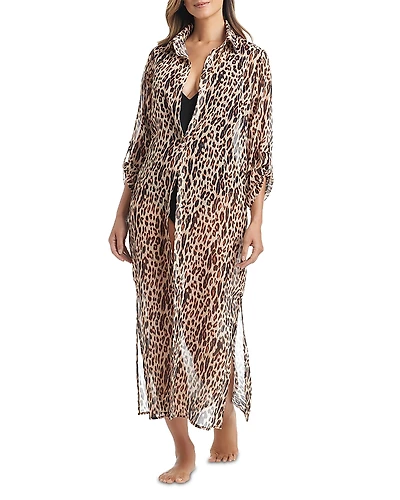 Bleu Rod Beattie Chiffon Cover Up Shirtdress