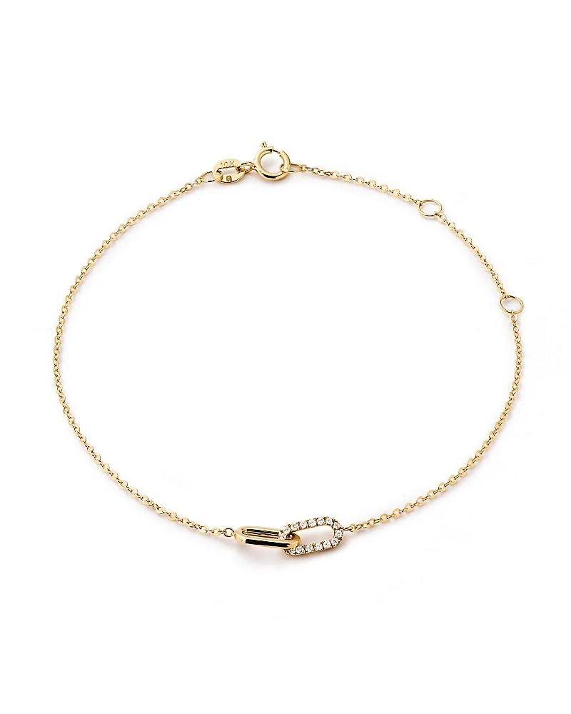 Ana Luisa Solid Yellow Gold Lab Grown Diamond Link Bracelet