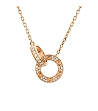 Pre-Owned Cartier Love Interlocking Pave Necklace 18K Rose Gold and Diamonds, 14.75 - 16"