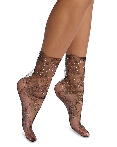 High Heel Jungle Crystal Lace Ankle Socks