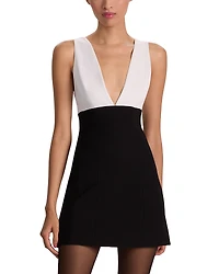Alice and Olivia Mandy Deep Plunge Neck Mini Dress