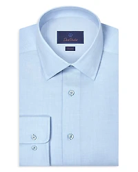 David Donahue Trim Fit Cashmere Blend Solid Twill Dress Shirt