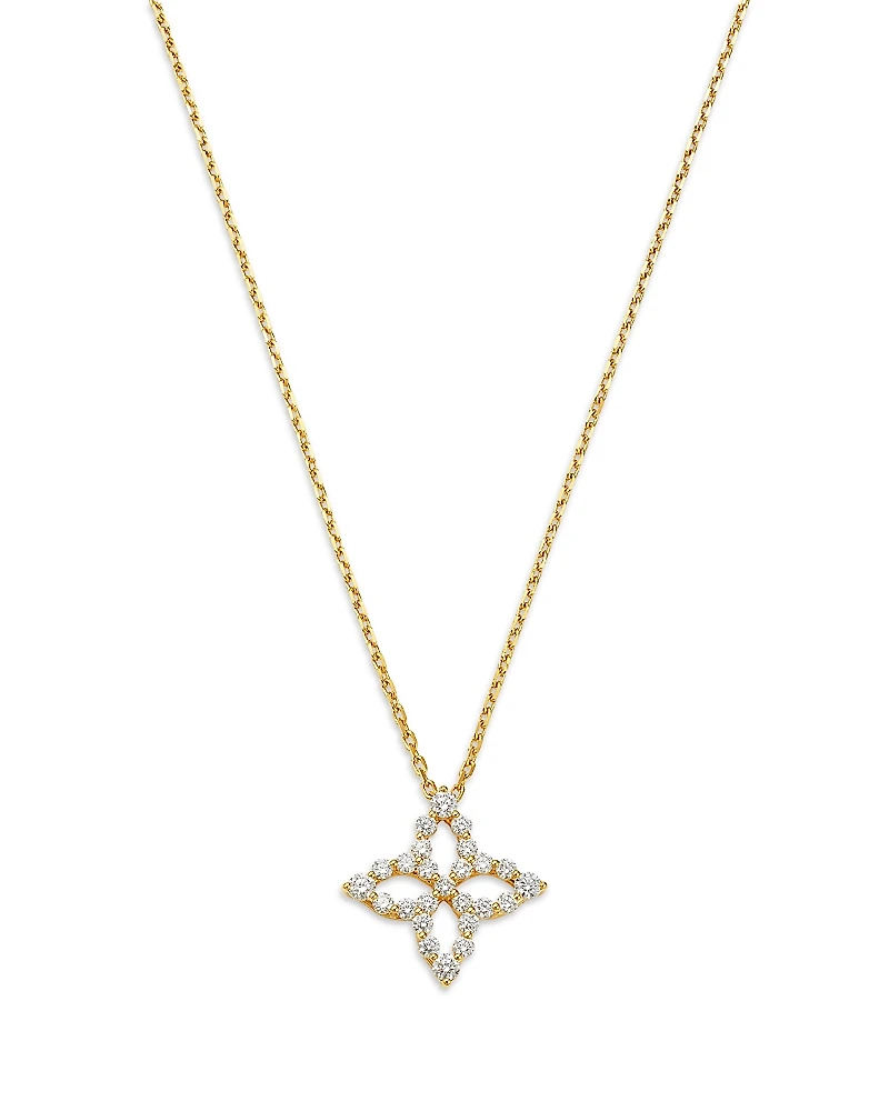 Roberto Coin 18K Gold Diamond Flower Outline Pendant Necklace