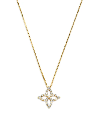 Roberto Coin 18K Gold Diamond Flower Outline Pendant Necklace