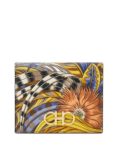 Ferragamo Gancini Compact Foulard Leather Wallet