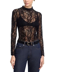 Good American Lace Mock Neck Bodysuit