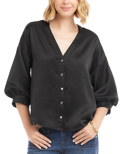 Karen Kane Lantern Sleeve Satin Shirt