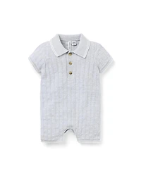 Janie and Jack Boys' Collared Knit Romper - Baby