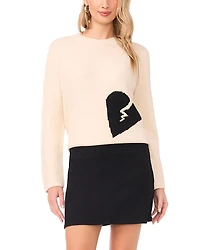 Vince Camuto Heart Motif Crewneck Sweater