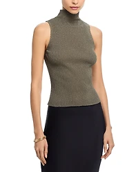 Leset Blake Ribbed Sleeveless Turtleneck Top