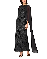 Aidan Mattox Beaded Cape Long Dress
