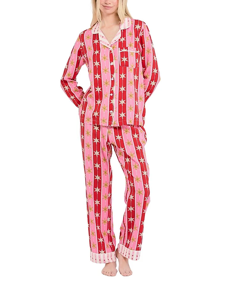 Katie Kime Tree Topper Long Sleeve Pajama Pants Set