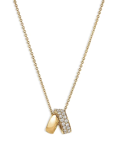 Hearts On Fire 18K Yellow Gold Inside Out Diamond Rondelle Pendant Necklace, 16-18