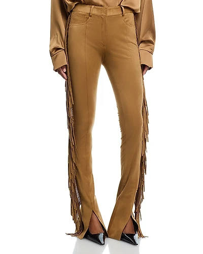 Norma Kamali Fringe Spat High Rise Slim Jeans