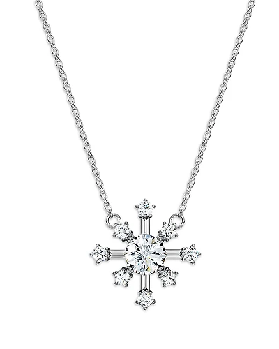 Swarovski 14K White Gold Galaxy Certified Lab Grown Diamond Starburst Pendant Necklace, 15.75-18.12