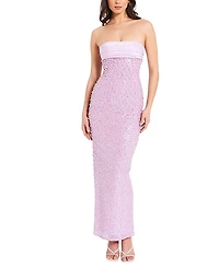 Miss Circle Lainey Embellished Beaded Satin Sequin Maxi Dress
