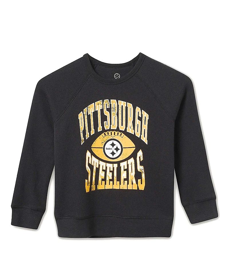Junk Food Clothing Unisex Nfl Pittsburgh Steelers Hot Route Raglan Fleece - Little Kid, Big Kid