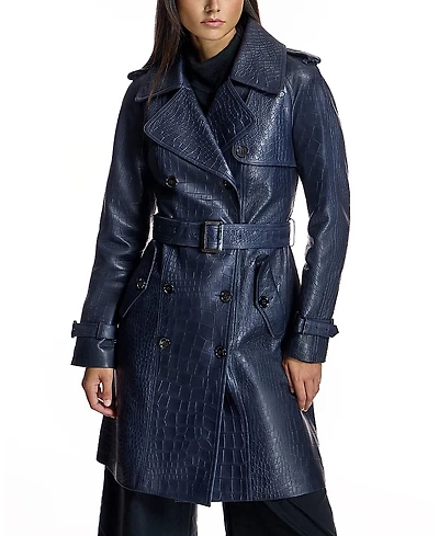 Maximilian Croc Stamped Leather Trench