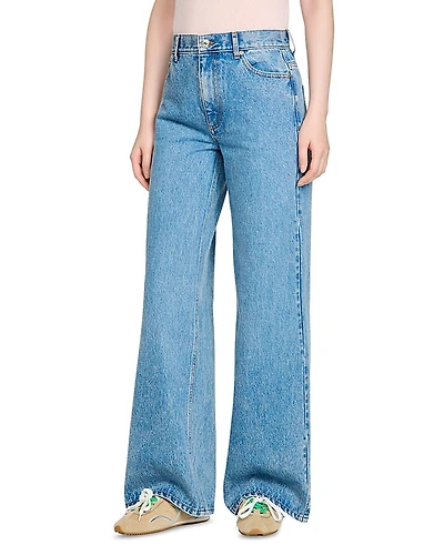 Sandro Samuel High Rise Wide Leg Jeans