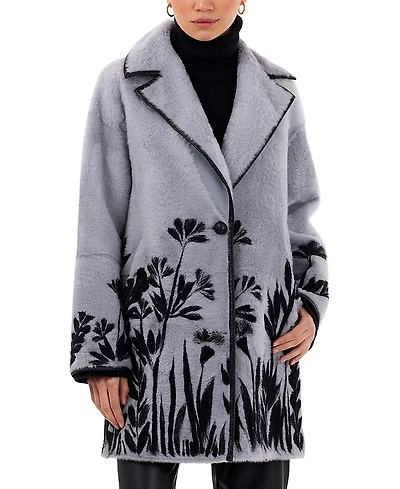 Gorski Reversible Shearling Coat With Floral Embroidery