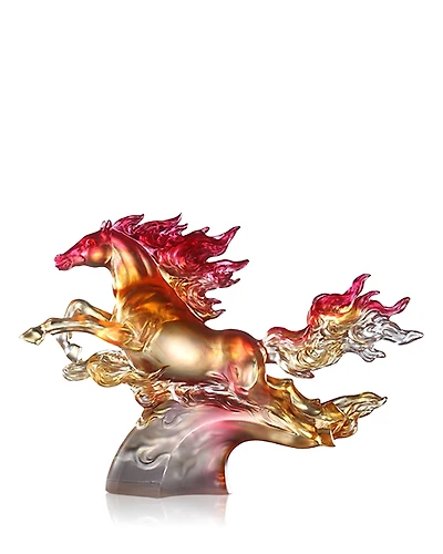 Liuli Fireball Charging to Triumph Limited Edition Crystal Glass Sculpture