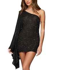 Edikted One Shoulder Sequin Knit Mini Dress