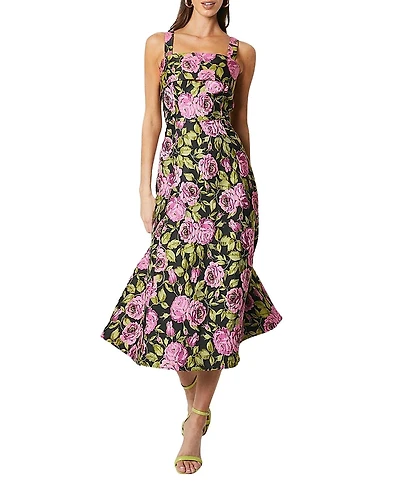 Coast Wide Strap Jacquard Midi Dress