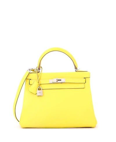 Pre-Owned Hermes Kelly 28 Handbag Evercolor with Palladium Hardware