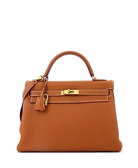Pre-Owned HERMES Kelly 32 Handbag Brown Togo with Gold Hardware