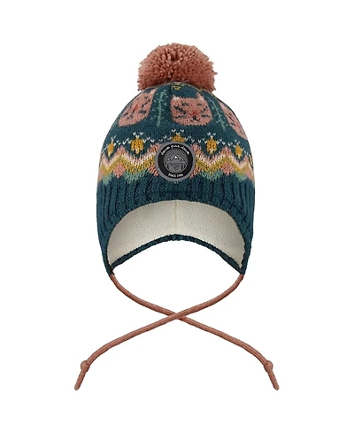 Deux par Girls' Lined Peruvian Knit Pompom Hat - Little Kid, Big Kid