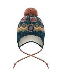 Deux par Girls' Lined Peruvian Knit Pompom Hat - Little Kid, Big Kid