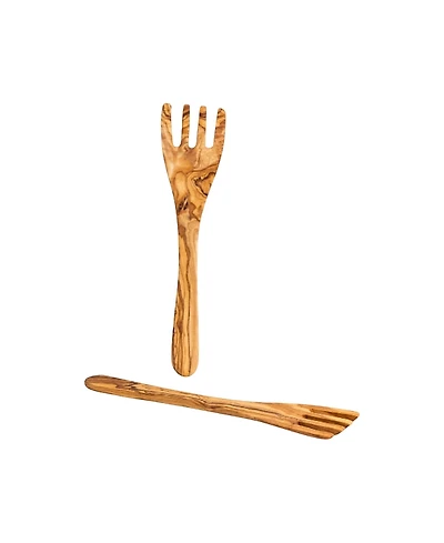 Gharyan Stoneware Olive Wood Serving Spatula Forks, Set of 2