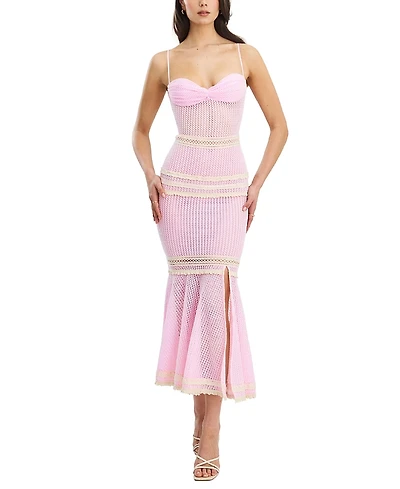 Miss Circle Pallas Bodycon Crochet Lace Trim Mermaid Maxi Dress