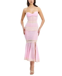 Miss Circle Pallas Bodycon Crochet Lace Trim Mermaid Maxi Dress