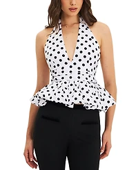 Miss Circle Ilene Polka Dot Bubble Hem Halter Top