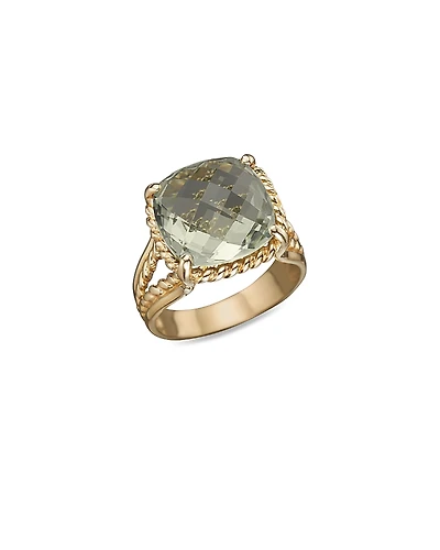 14K Yellow Gold Prasiolite Ring
